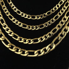 Load image into Gallery viewer, Cadenas Figaro Collares De Acero Inoxidable Color Dorado Oro - Jewelry Store by Erik Rayo
