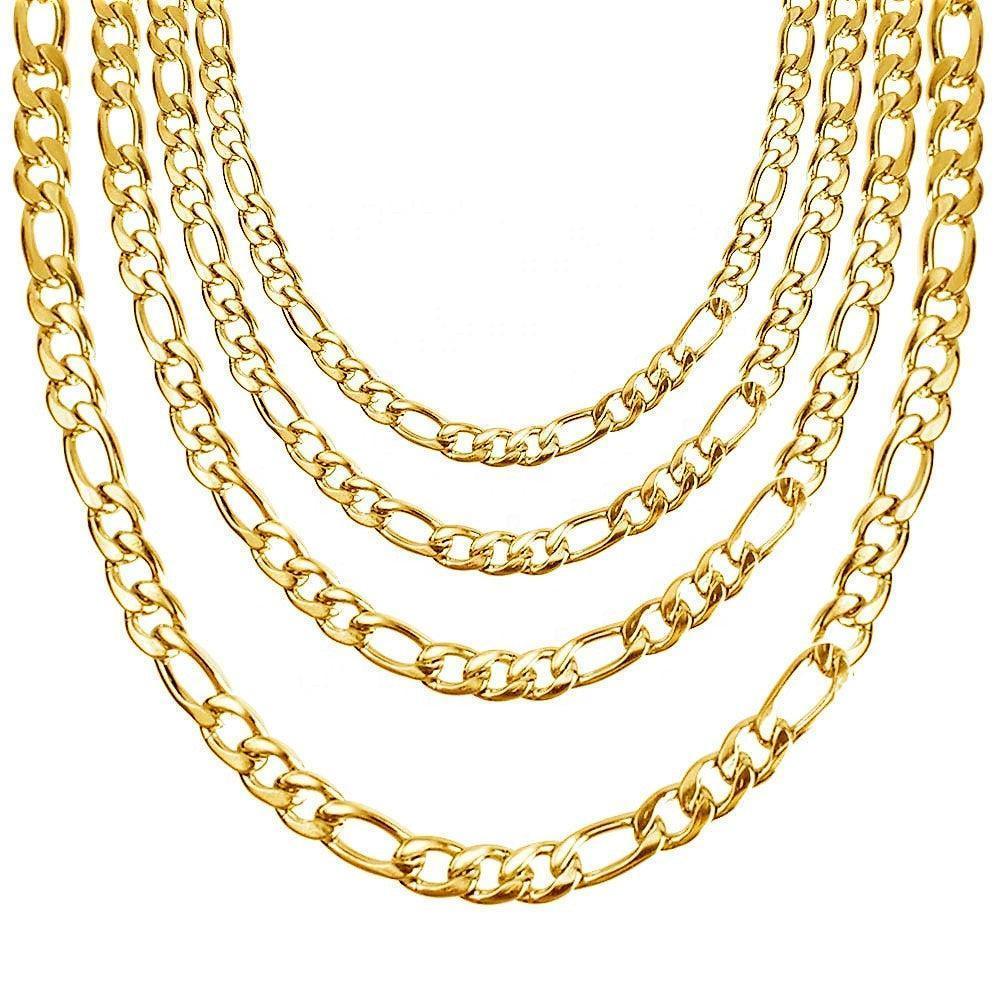 Cadenas Figaro Collares De Acero Inoxidable Color Dorado Oro - Jewelry Store by Erik Rayo