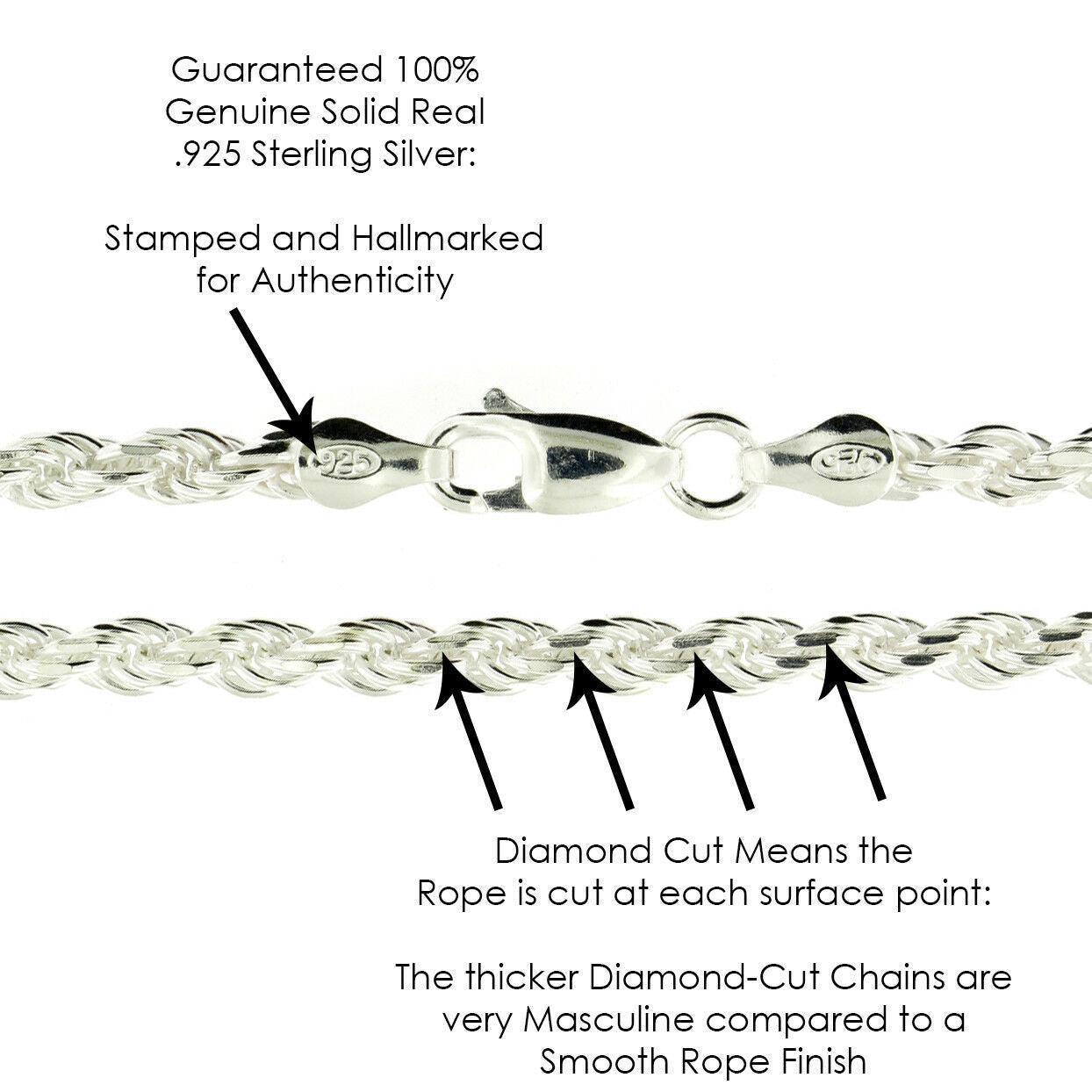 Cadenas Para Hombre y Mujer de Plata 925 de Ley Esterlina Cuerda Italiana Corte De Diamante - Jewelry Store by Erik Rayo