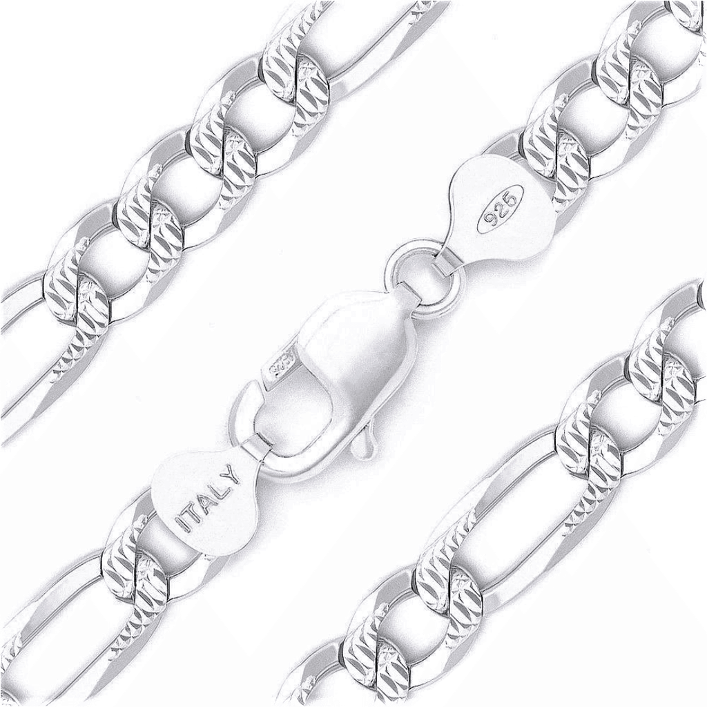 Cadenas Para Hombre y Mujer de Plata 925 de Ley Esterlina Eslabon Figaro Italiana Corte De Diamante - Jewelry Store by Erik Rayo