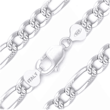 Load image into Gallery viewer, Cadenas Para Hombre Mujer Ninos de Plata 925 de Ley Esterlina Eslabon Figaro Italiana Corte De Diamante - Jewelry Store by Erik Rayo
