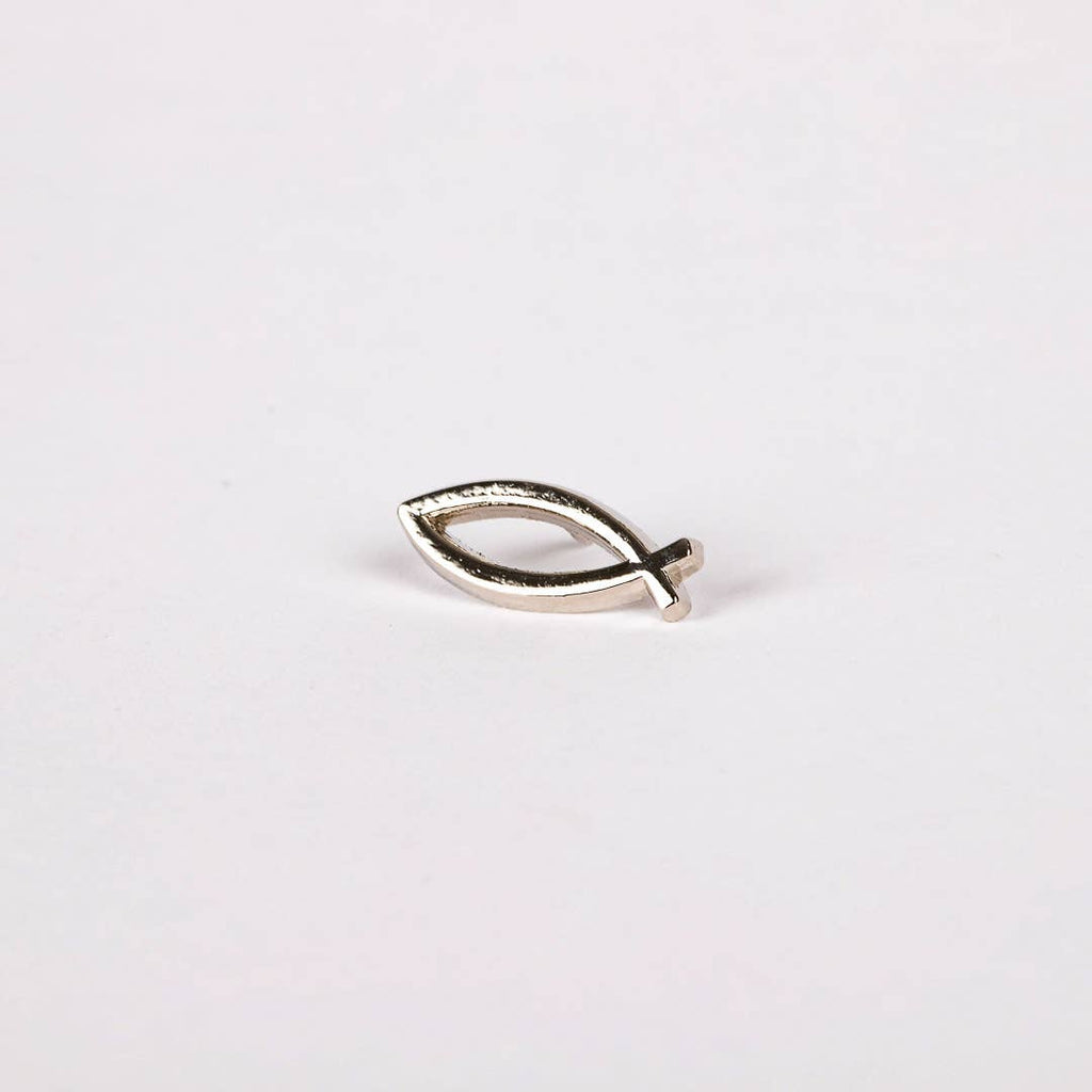 Lapel Pin Open Fish Silver Pk6