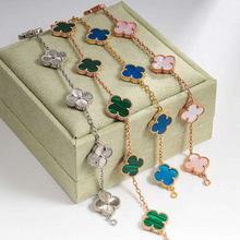 Load image into Gallery viewer, Real Solid 925 Silver Clover Bracelets Adjustable 7&quot; - 8&quot; - Available in Black, Gold, Pink, Green, and More
