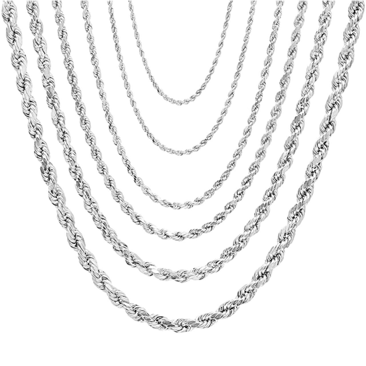 Necklace for Men Women Real Solid 925 Sterling Silver Chain Plata Diamond Cut Rope - Jewelry Store by Erik Rayo