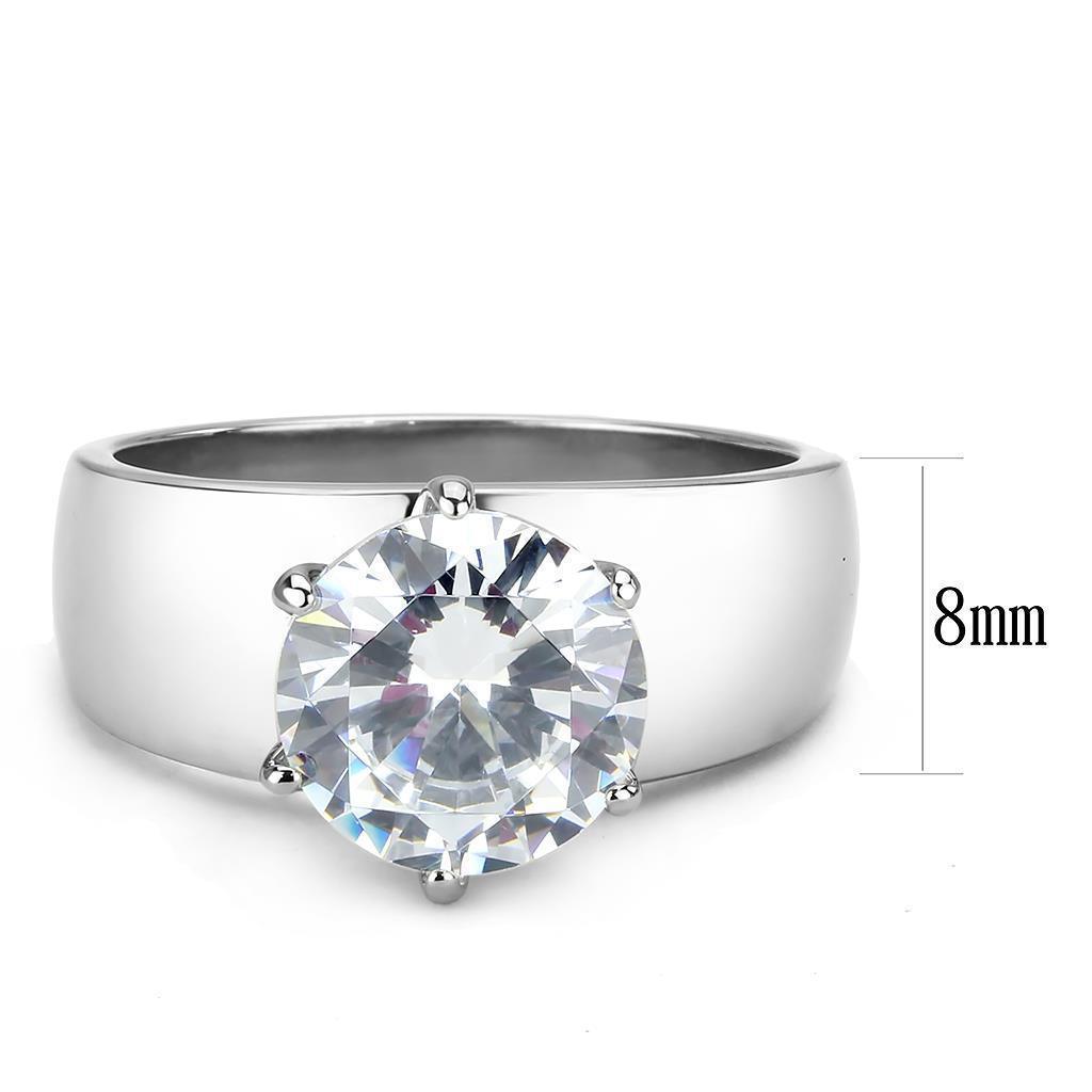 Clear Silver Womens Ring Solitaire 316L Stainless Steel Zircoin Anillo ClaroPlata Para Mujer Solitario Acero Inoxidable - Jewelry Store by Erik Rayo