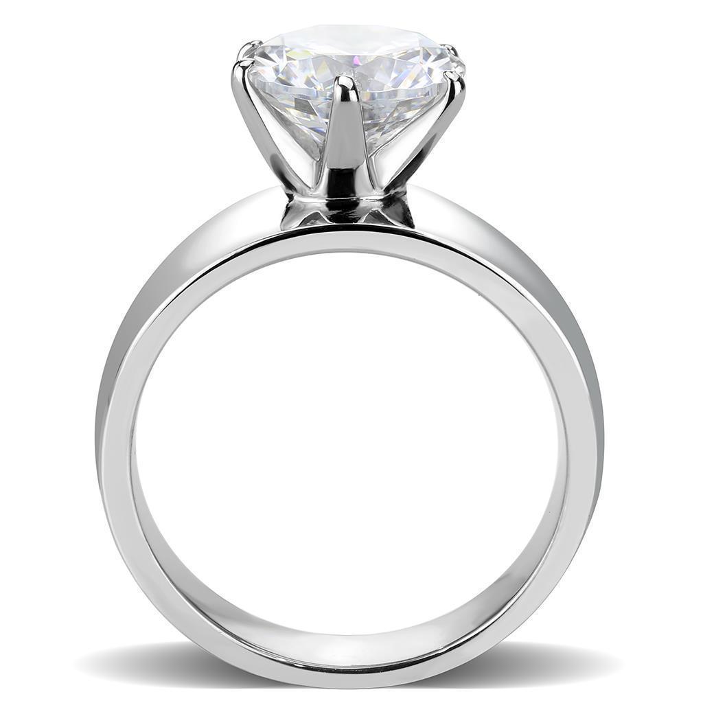 Clear Silver Womens Ring Solitaire 316L Stainless Steel Zircoin Anillo ClaroPlata Para Mujer Solitario Acero Inoxidable - Jewelry Store by Erik Rayo