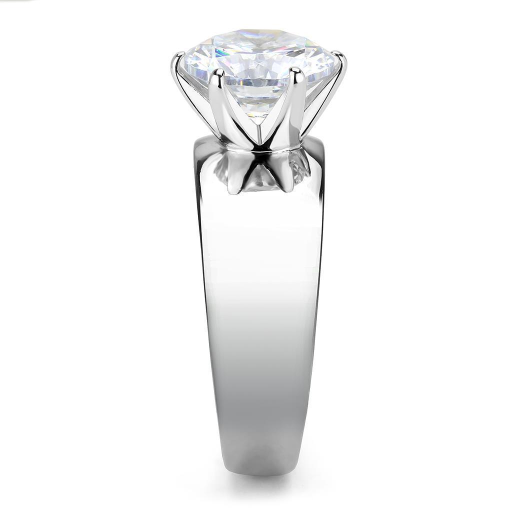 Clear Silver Womens Ring Solitaire 316L Stainless Steel Zircoin Anillo ClaroPlata Para Mujer Solitario Acero Inoxidable - Jewelry Store by Erik Rayo