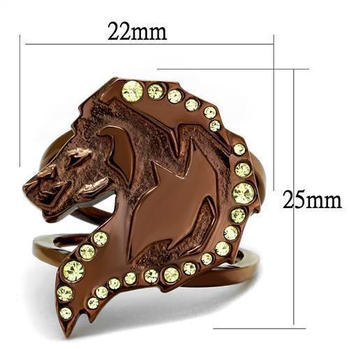 Coffee Brown Wolf Ring Anillo Cafe Para Hombre Mujer 316L Stainless Steel with Top Grade Crystal in Citrine Yellow Alatri - Jewelry Store by Erik Rayo