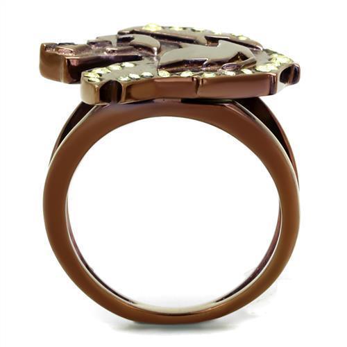 Coffee Brown Wolf Ring Anillo Cafe Para Hombre Mujer 316L Stainless Steel with Top Grade Crystal in Citrine Yellow Alatri - Jewelry Store by Erik Rayo