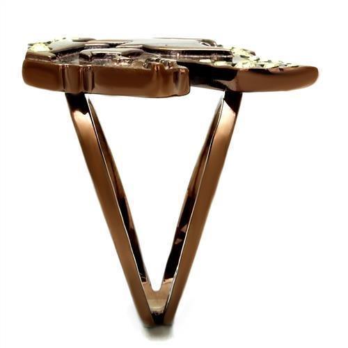 Coffee Brown Wolf Ring Anillo Cafe Para Hombre Mujer 316L Stainless Steel with Top Grade Crystal in Citrine Yellow Alatri - Jewelry Store by Erik Rayo