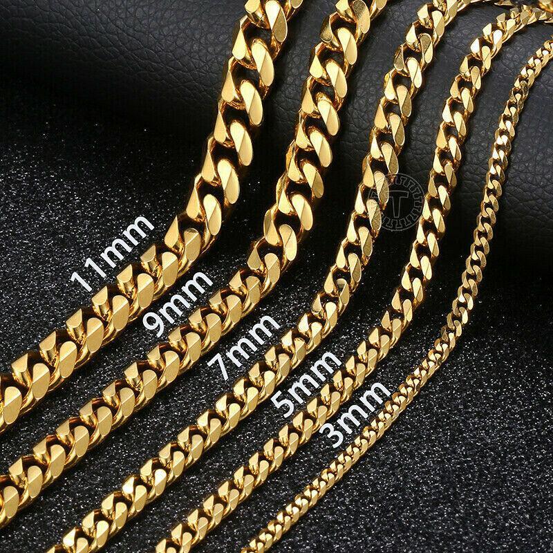 Collares Eslabon Cubano Cadenas De Acero Inoxidable Color Dorado Oro - Jewelry Store by Erik Rayo