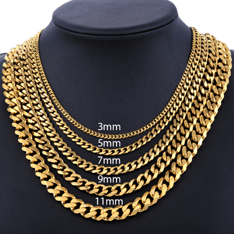 Collares Eslabon Cubano Cadenas De Acero Inoxidable Color Dorado Oro - Jewelry Store by Erik Rayo