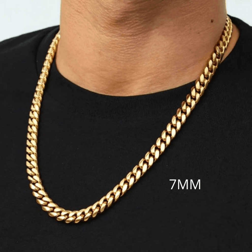 Collares Eslabon Cubano Cadenas De Acero Inoxidable Color Dorado Oro - Jewelry Store by Erik Rayo