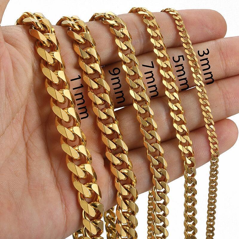 Collares Eslabon Cubano Cadenas De Acero Inoxidable Color Dorado Oro - Jewelry Store by Erik Rayo