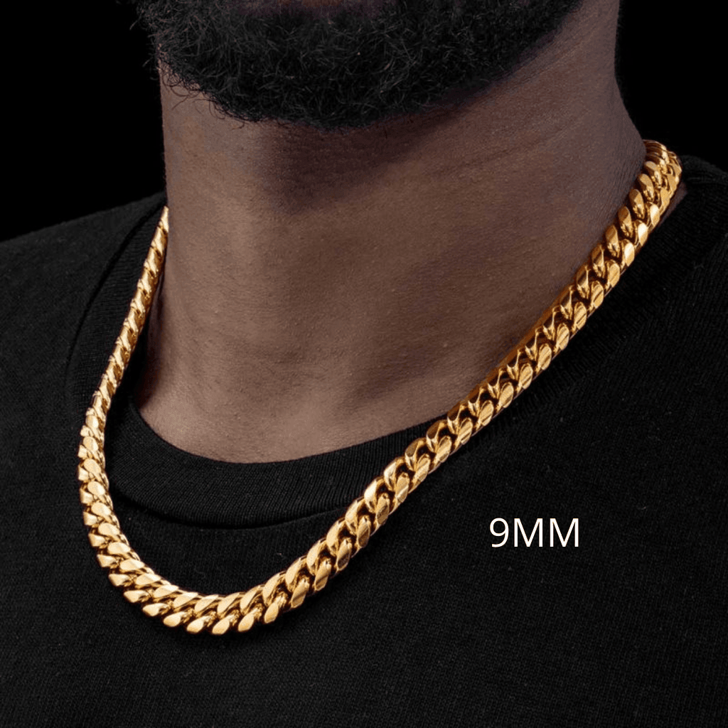 Collares Eslabon Cubano Para Hombres Mujeres Cadenas De Acero Inoxidable Color Dorado Oro - Jewelry Store by Erik Rayo