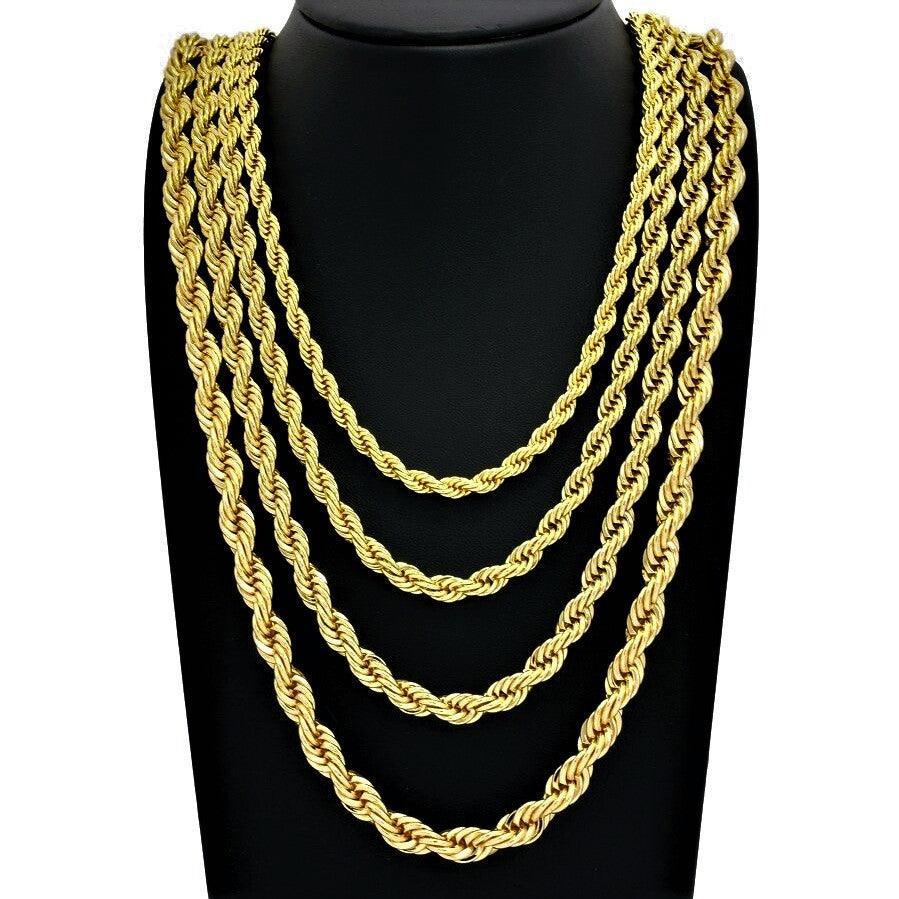 Collares Torzal Cadenas De Acero Inoxidable Color Dorado Oro - Jewelry Store by Erik Rayo