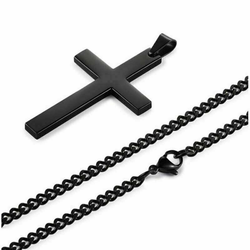 Cross Pendant Necklace Stainless Steel 24 Inch Chain - Jewelry Store by Erik Rayo