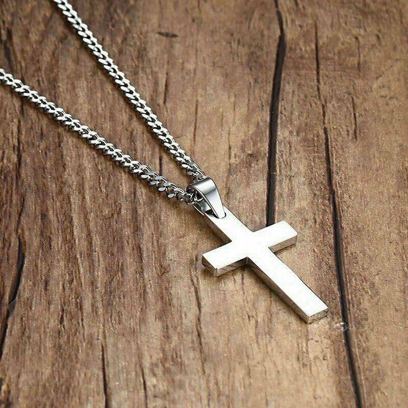 Cross Pendant Necklace Stainless Steel 24 Inch Chain - Jewelry Store by Erik Rayo