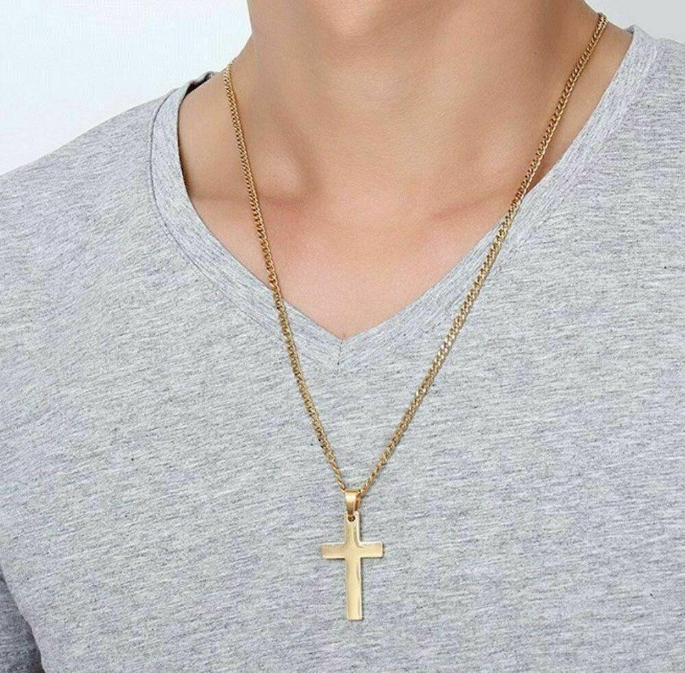 Cross Pendant Necklace Stainless Steel 24 Inch Chain - Jewelry Store by Erik Rayo