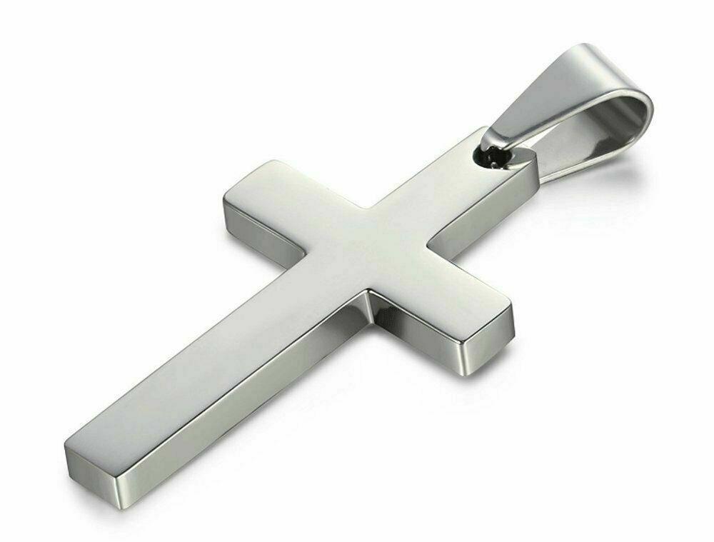 Cross Pendant Necklace Stainless Steel 24 Inch Chain - Jewelry Store by Erik Rayo