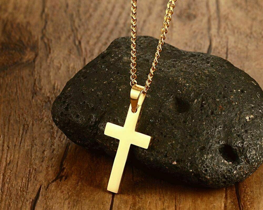 Cross Pendant Necklace Stainless Steel 24 Inch Chain - Jewelry Store by Erik Rayo