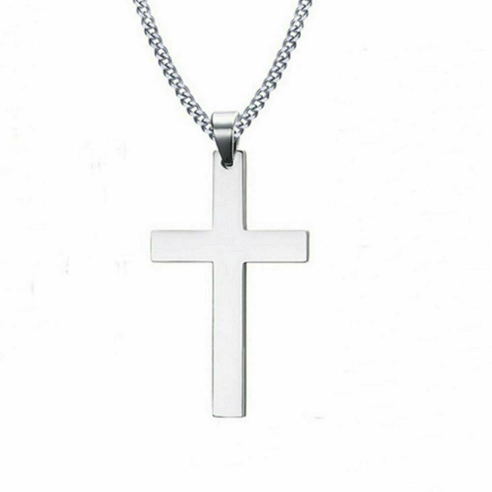 Cross Pendant Necklace Stainless Steel 24 Inch Chain - Jewelry Store by Erik Rayo
