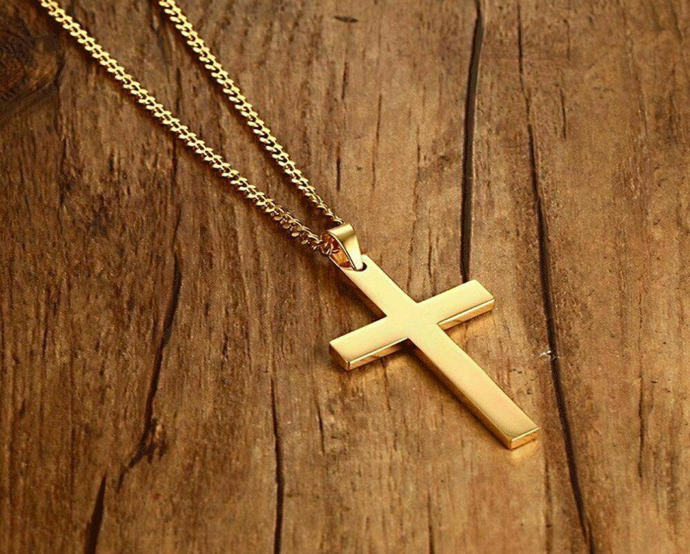 Cross Pendant Necklace Stainless Steel 24 Inch Chain - Jewelry Store by Erik Rayo