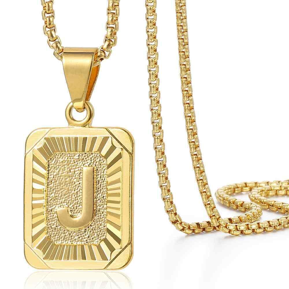 Custom Initial Necklaces for Women & Men 18" Gold Filled Initial Letter Pendant Necklace Stainless Steel Chain - Jewelry Store by Erik Rayo