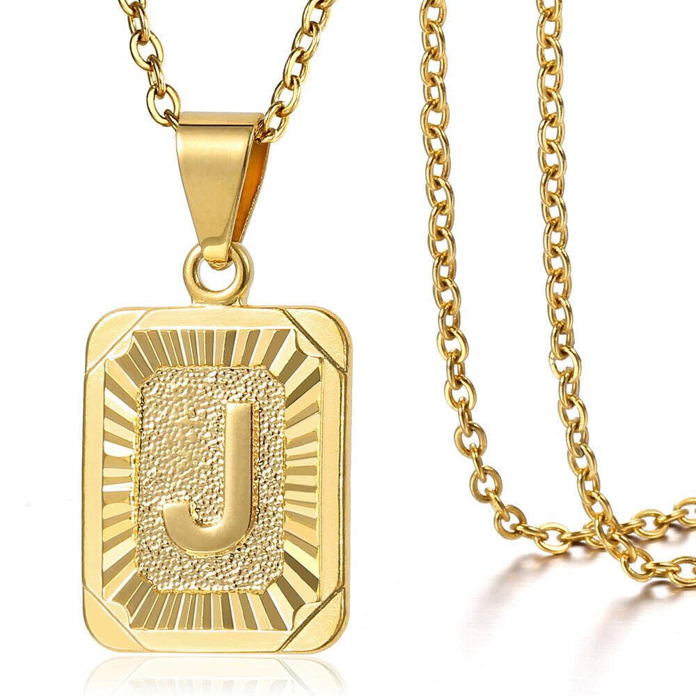 Custom Initial Necklaces for Women & Men 18" Gold Filled Initial Letter Pendant Necklace Stainless Steel Chain - Jewelry Store by Erik Rayo