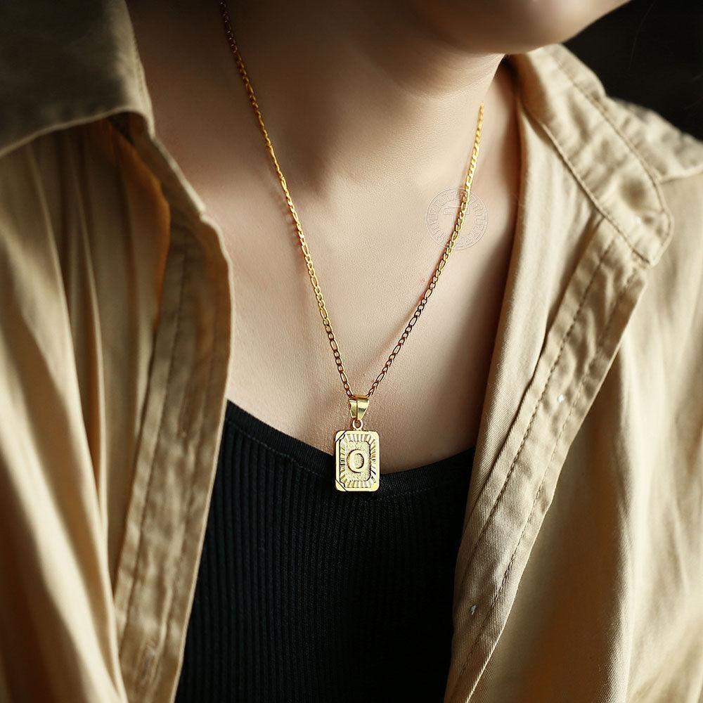 Custom Initial Necklaces for Women & Men 18" Gold Filled Initial Letter Pendant Necklace Stainless Steel Chain - Jewelry Store by Erik Rayo