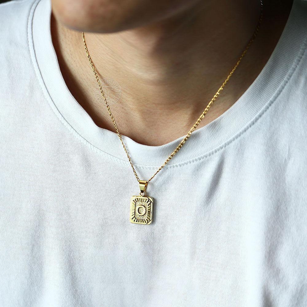 Custom Initial Necklaces for Women & Men 18" Gold Filled Initial Letter Pendant Necklace Stainless Steel Chain - Jewelry Store by Erik Rayo