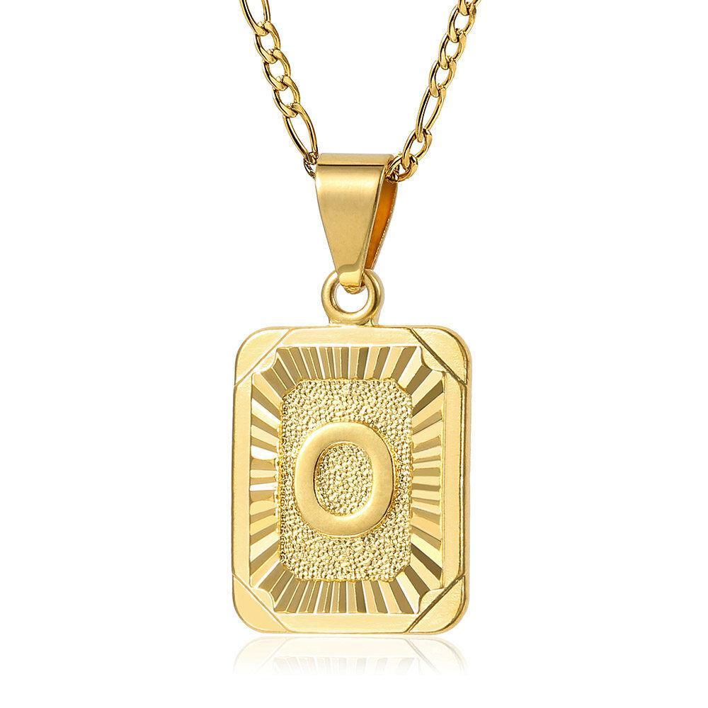 Custom Initial Necklaces for Women & Men 18" Gold Filled Initial Letter Pendant Necklace Stainless Steel Chain - Jewelry Store by Erik Rayo
