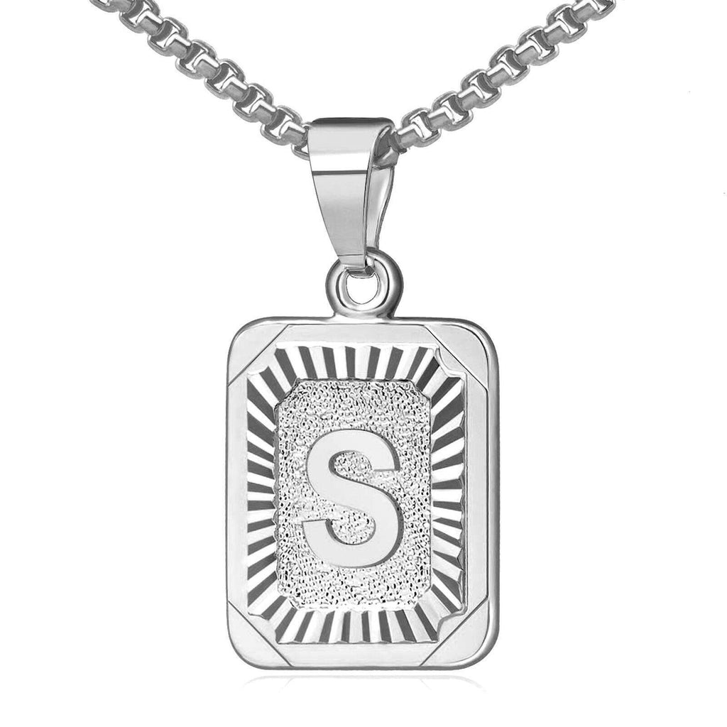 Custom Initial Necklaces for Women & Men Silver Initial Letter Pendant Necklace Stainless Steel Chain - Jewelry Store by Erik Rayo
