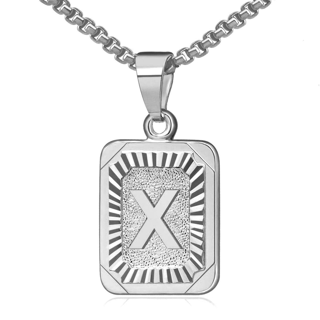 Custom Initial Necklaces for Women & Men Silver Initial Letter Pendant Necklace Stainless Steel Chain - Jewelry Store by Erik Rayo