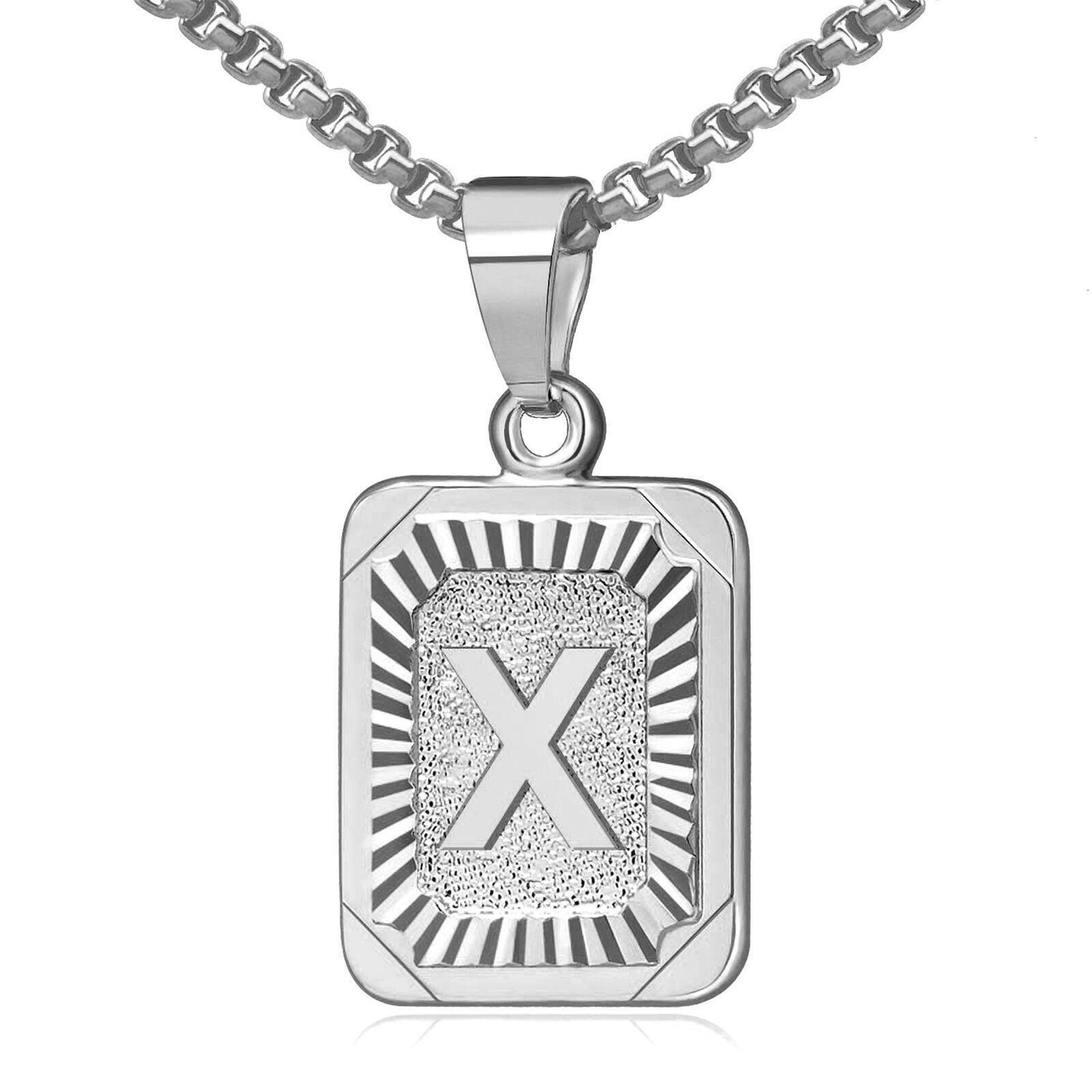 Custom Initial Necklaces for Women & Men Silver Initial Letter Pendant Necklace Stainless Steel Chain - Jewelry Store by Erik Rayo