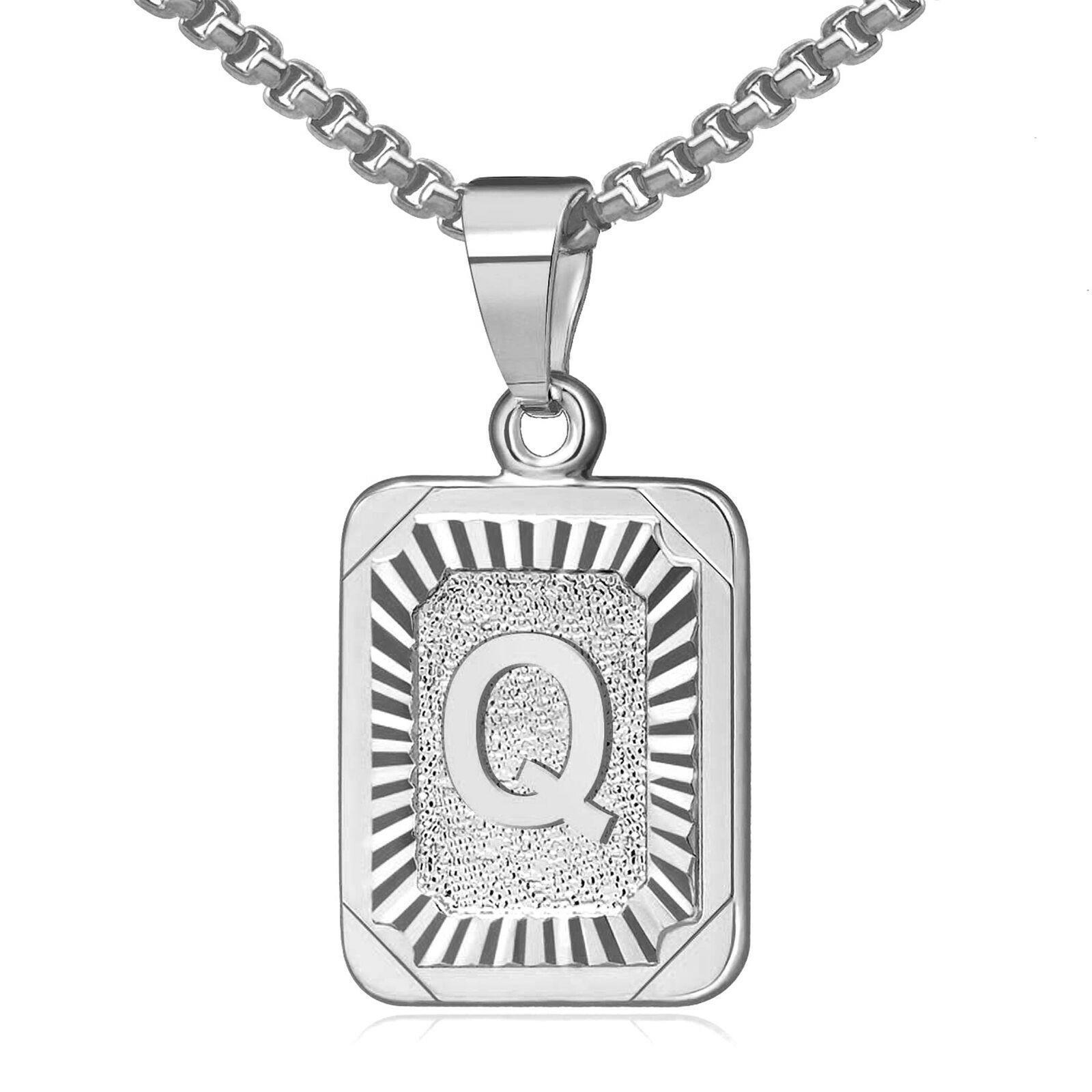 Custom Initial Necklaces for Women & Men Silver Initial Letter Pendant Necklace Stainless Steel Chain - Jewelry Store by Erik Rayo