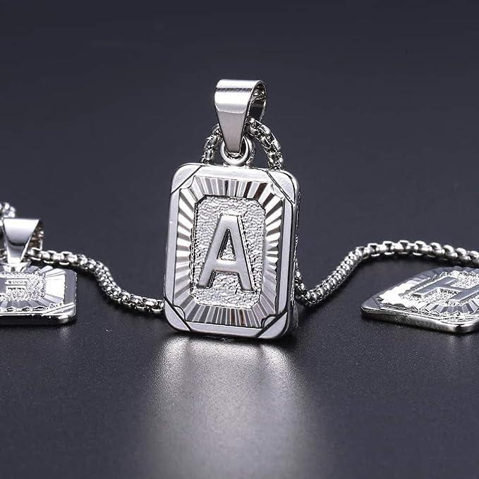 Custom Initial Necklaces for Women & Men Silver Initial Letter Pendant Necklace Stainless Steel Chain - Jewelry Store by Erik Rayo