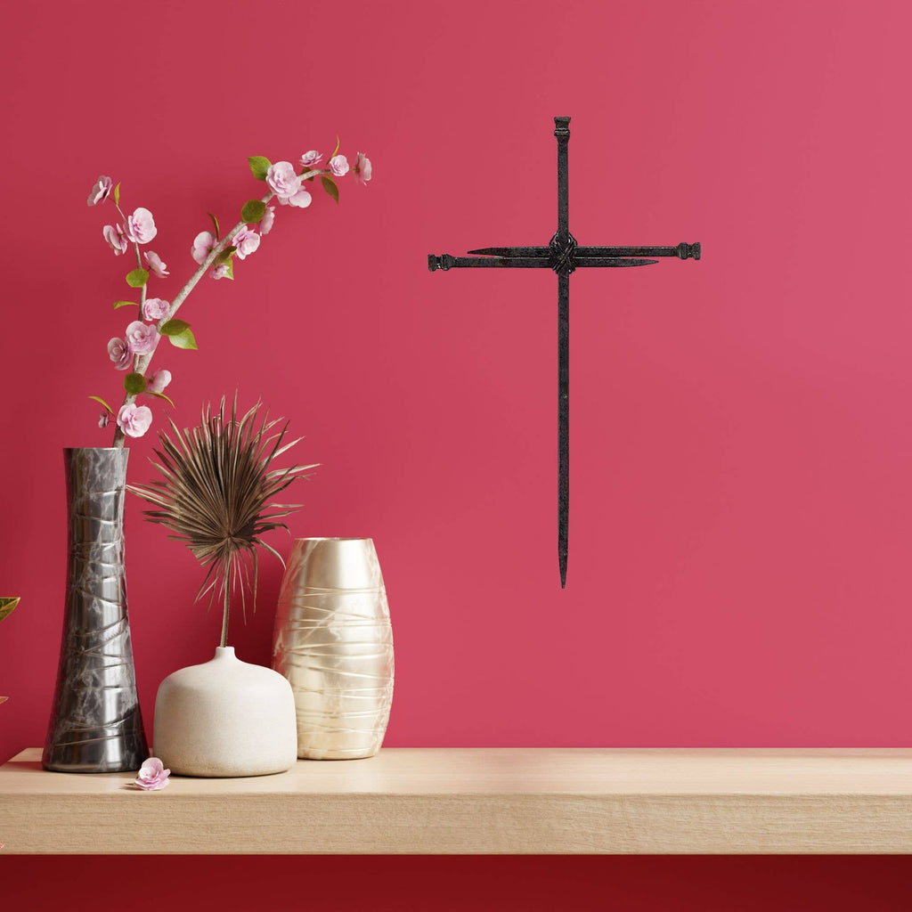 Tall Metal Nails Wall Cross