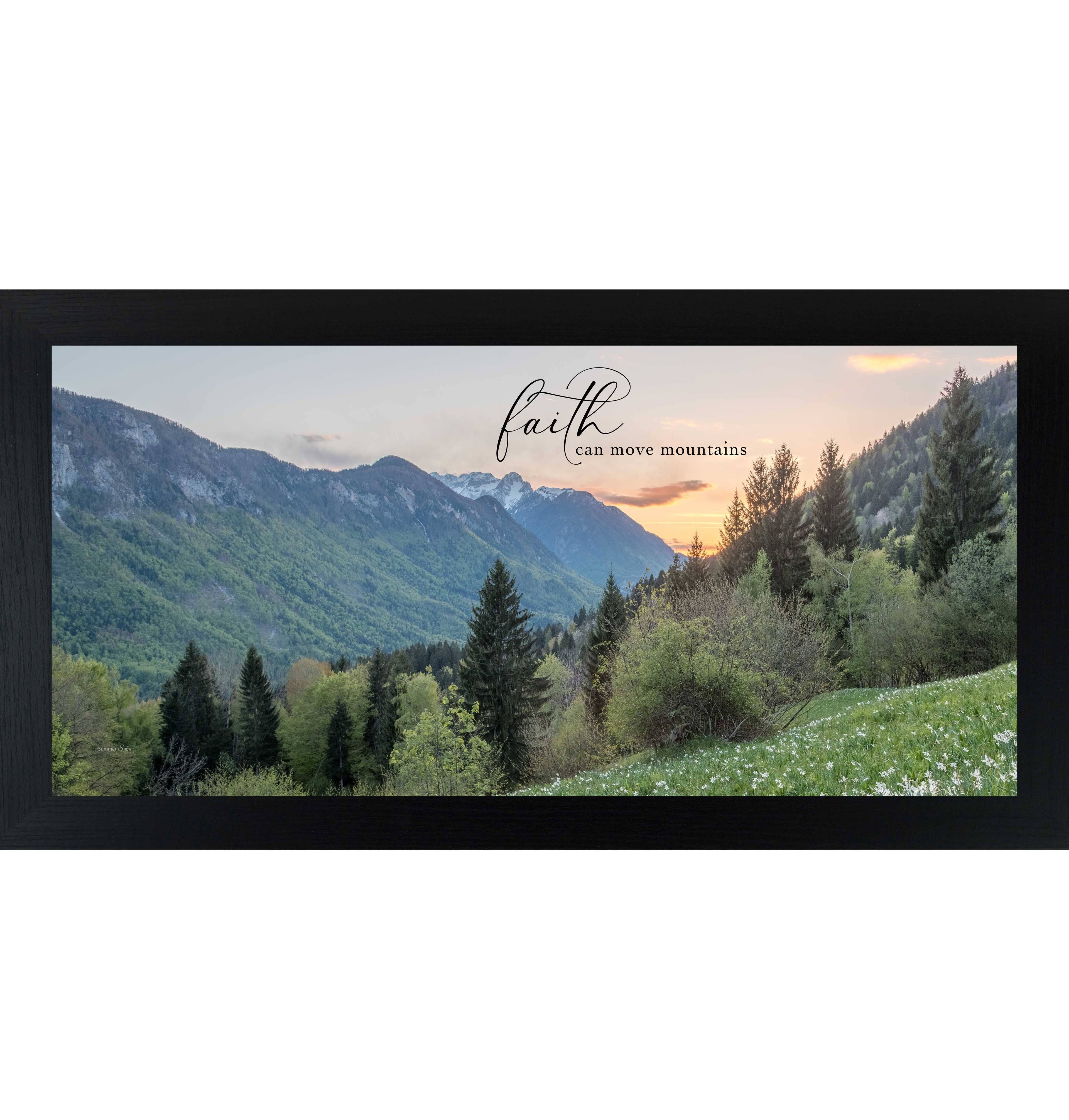 Faith Can Move Mountains Wall Art – Scenic Mountain Sunrise Inspirational Quote (SA2010)