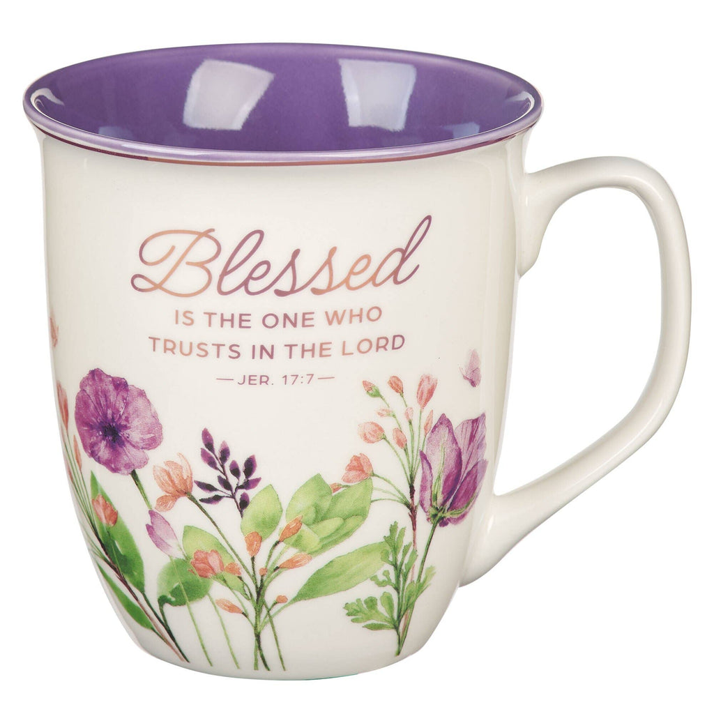 Mug Purple Floral Blessed Jer. 17:7
