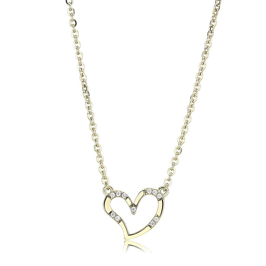 DA095 - IP Gold(Ion Plating) Stainless Steel Chain Pendant with AAA Grade CZ in Clear - Jewelry Store by Erik Rayo