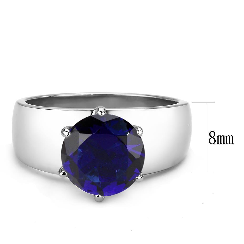 Dark Blue Silver Womens Ring Solitaire 316L Stainless Steel Zircoin Anillo Azul Oscuro y Plata Para Mujer Solitario Acero Inoxidable - Jewelry Store by Erik Rayo