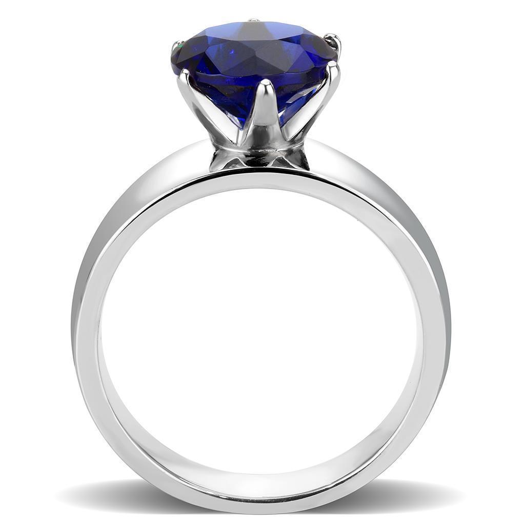 Dark Blue Silver Rings for Women Solitaire Stainless Steel Zircoin Anillo Azul OscuroPlata Para Mujer Solitario Acero Inoxidable - Jewelry Store by Erik Rayo