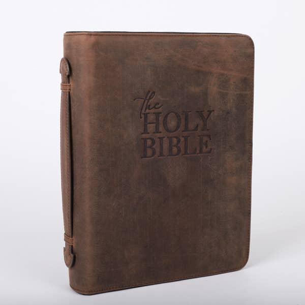 Leather Bible Cover Holy Bible, Brown, Size Large