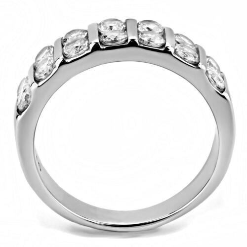 Dual Row Round Cut CZ Stainless Steel Wide Band Promise Wedding Engagement Ring Anillo Para Mujer - Jewelry Store by Erik Rayo