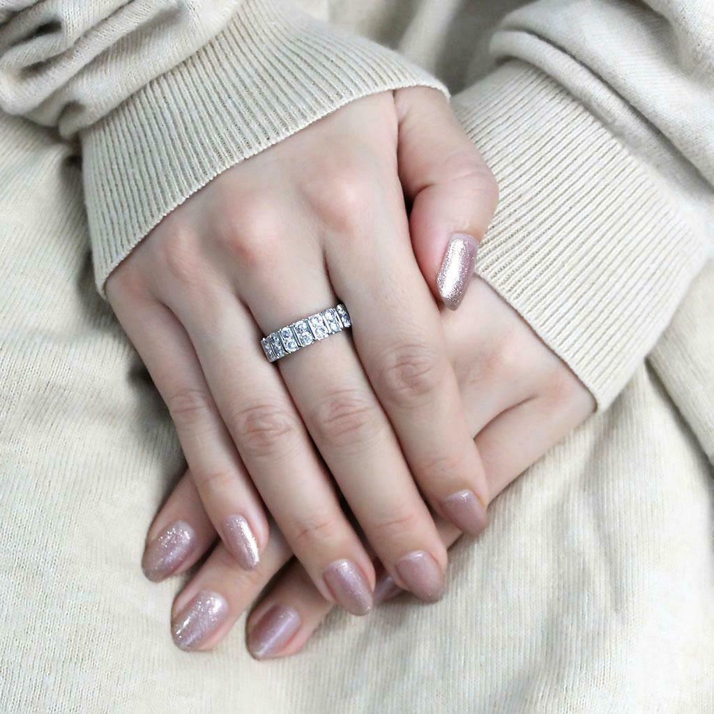 Dual Row Round Stainless Steel Band Engagement Ring Anillo Para Mujer - Jewelry Store by Erik Rayo