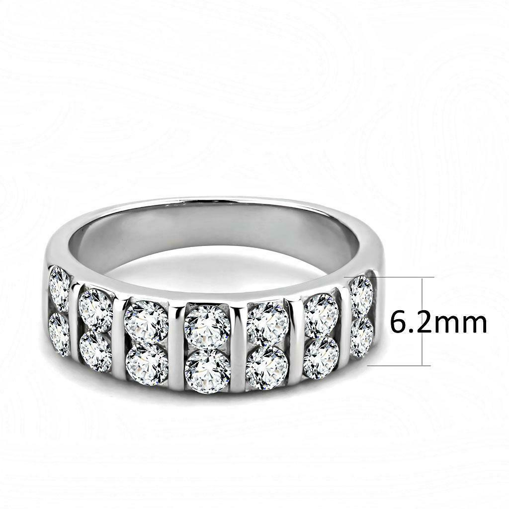 Dual Row Round Stainless Steel Band Engagement Ring Anillo Para Mujer - Jewelry Store by Erik Rayo