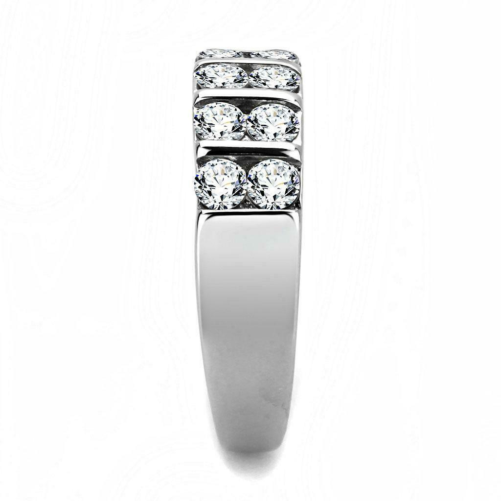Dual Row Round Stainless Steel Band Engagement Ring Anillo Para Mujer - Jewelry Store by Erik Rayo