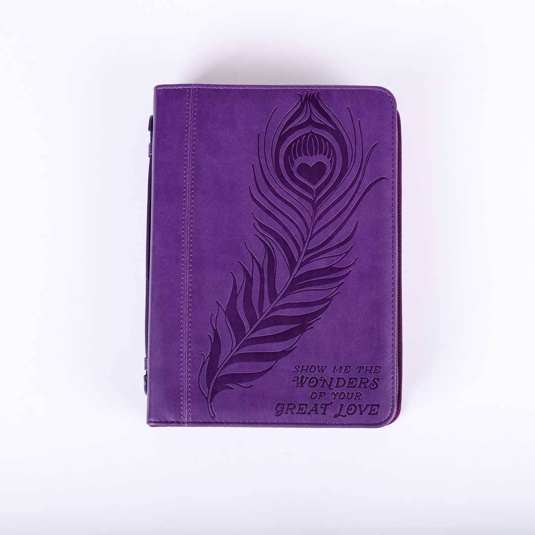 Bible Cover Imitation Leather Great Love Purple L