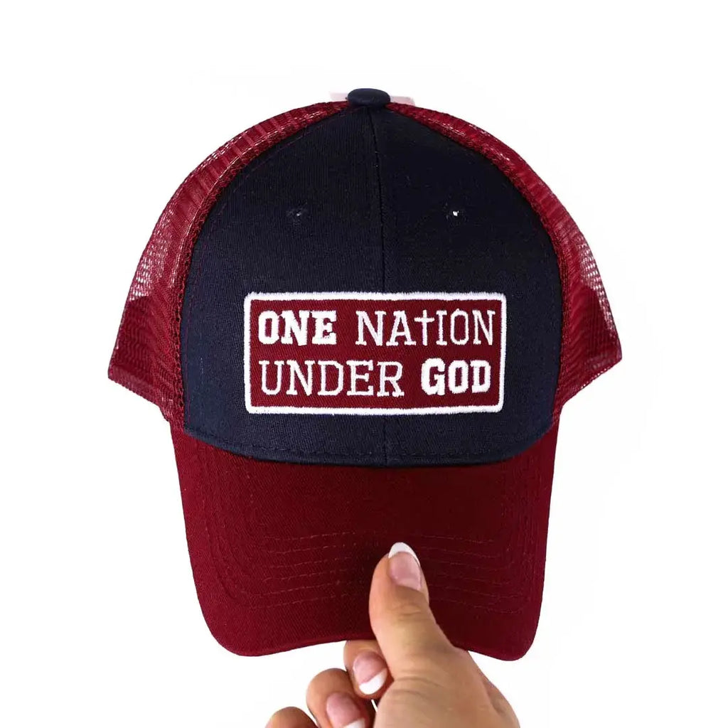 Hat - Navy/Burgundy - One Nation Under God - Mesh Back